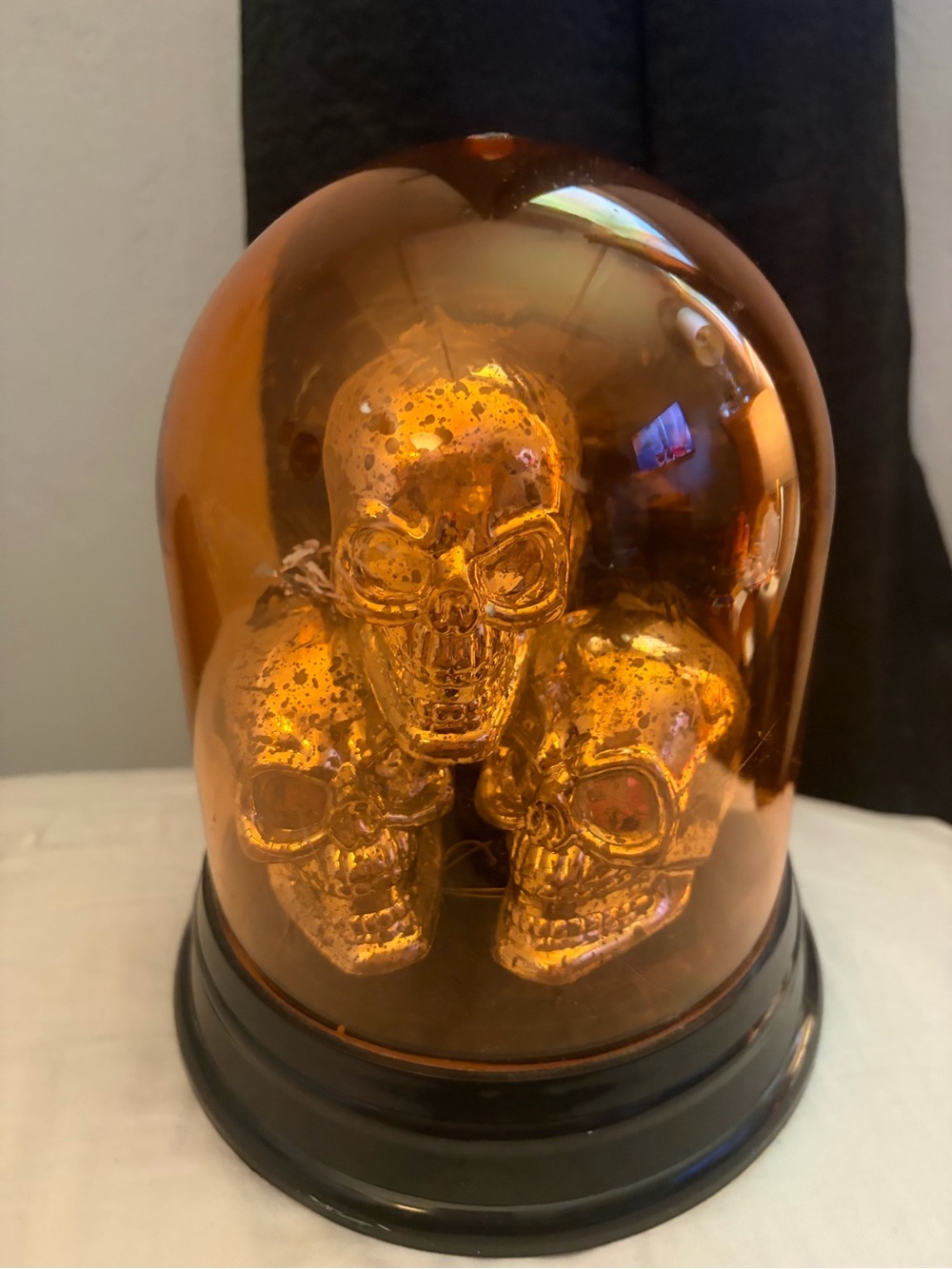Orange Metallic Skull Dome Decorative Sculpture - Unbranded